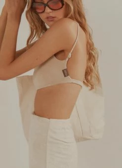 Vacancy Supply Sunbather Terry Crop - Beige