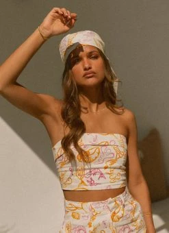 Peppermayo X Rikki Day Sardinia Linen Bustier Top - Oceanus