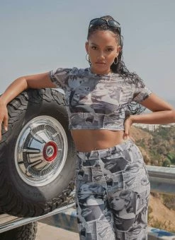 Riley Hubatka X Peppermayo Subway Style Mesh Baby Tee - Riley Collage