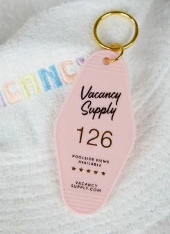 Vacancy Supply Room 126 Keyring - Pink