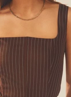 Peppermayo Exclusive Talula Pinstripe Bustier - Chocolate -Peppermayo Shop 88ad47e810f34a5abf4a165041a6f994