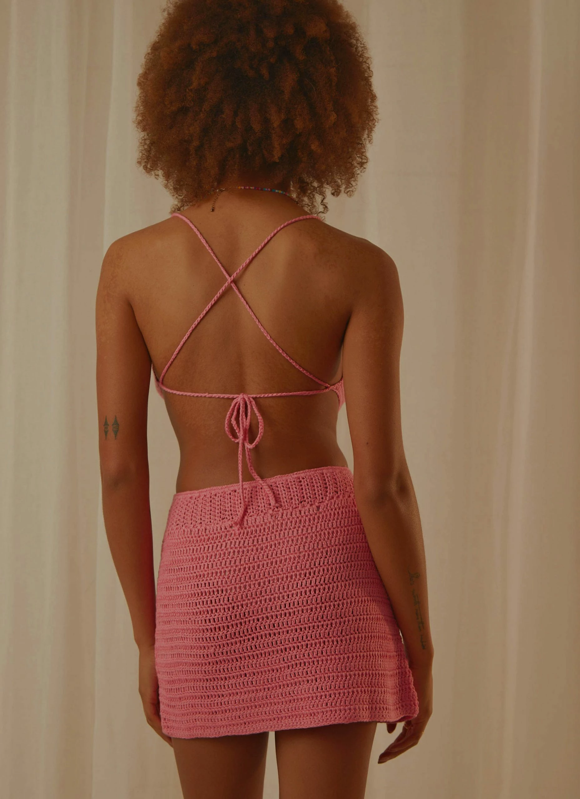 Peppermayo Exclusive Cancun Crochet Halter Top - Pink 8 Peppermayo Exclusive Cancun Crochet Halter Top - Pink - Image 6