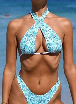 VDM The Label Bobby Reversible Bikini Top - Mint Liquid And Spot