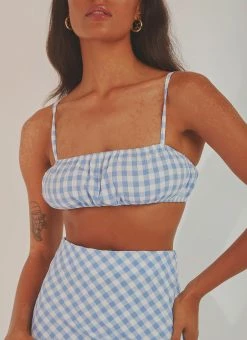 Peppermayo Same Love Crop Top - Blue Gingham