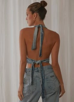 Lioness Fashion Provence Halter Top - Light Denim -Peppermayo Shop 970a3b0bf0c44e9494b26ba4ba6a61e6