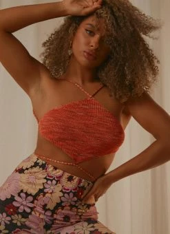 Peppermayo Love Race Halter Top - Orange
