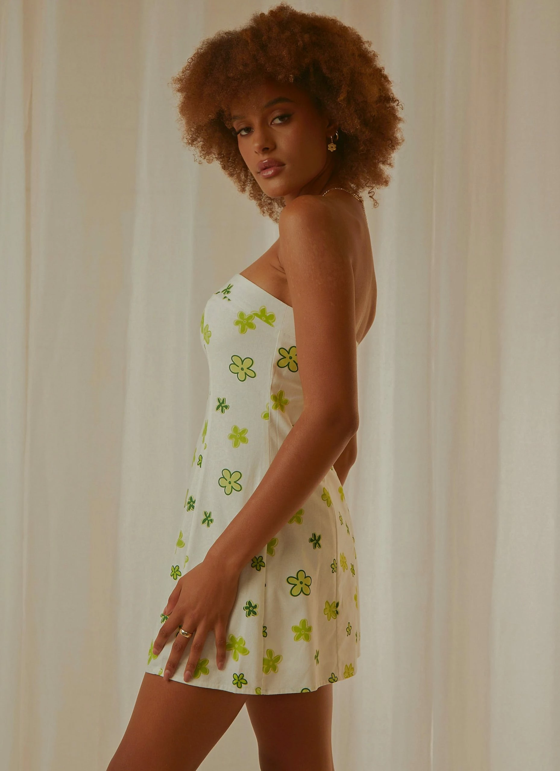 Peppermayo Exclusive Hariette Tube Linen Mini Dress - Green Wild Poppies 6 Peppermayo Exclusive Hariette Tube Linen Mini Dress - Green Wild Poppies - Image 4