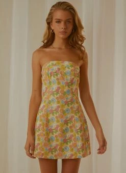 Peppermayo Exclusive Champagne And Flowers Mini Dress - Blossom