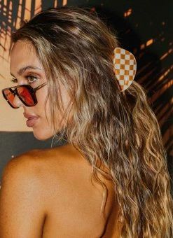 Peppermayo Saturday Style Hair Clip - Orange Check