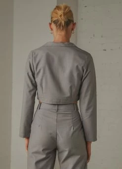 Peppermayo Exclusive L.A Loving Cropped Blazer - Slate -Peppermayo Shop 9eac9307288149e1adfeb614906c192b