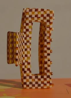 Peppermayo Alba Hair Clip - Yellow Check 10 Peppermayo Alba Hair Clip - Yellow Check -Peppermayo Shop AlbaHairClip 2