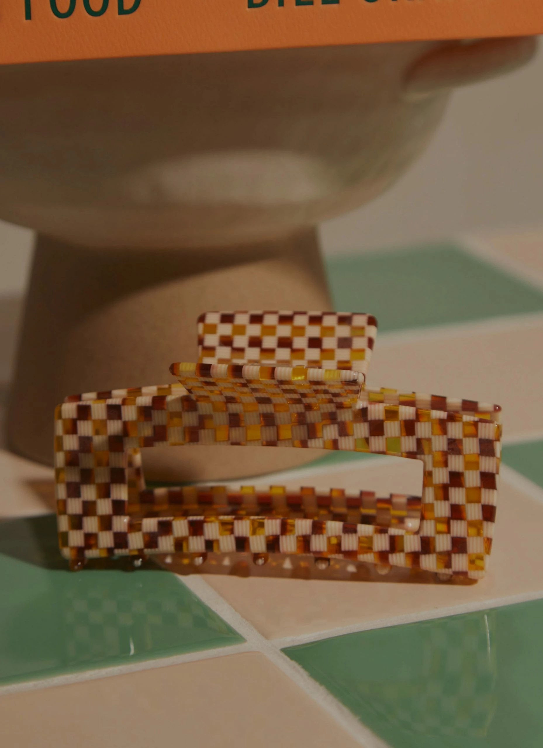 Peppermayo Alba Hair Clip - Yellow Check 4 Peppermayo Alba Hair Clip - Yellow Check - Image 2