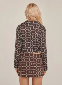 Riley Hubatka X Peppermayo Cobain Crop Shirt - Chocolate Geo -Peppermayo Shop Cobain Crop Shirt Chocolate Geo 4