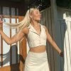 Riley Hubatka X Peppermayo Trend Set Vest Top - Creme -Peppermayo Shop Cropped gemmaaferguson TrendSetVestTopxEasyBreezyMiniSkirt1