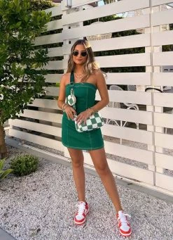 Riley Hubatka X Peppermayo Weekend Uniform Drill Tube Dress - Military Green -Peppermayo Shop Cropped taylorveer WeekendUniformDrillTubeDressxLagunaCrossBodyBag1