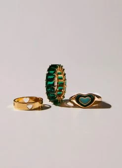 Riley Hubatka X Peppermayo A Fairytale Ring Set - Gold And Green