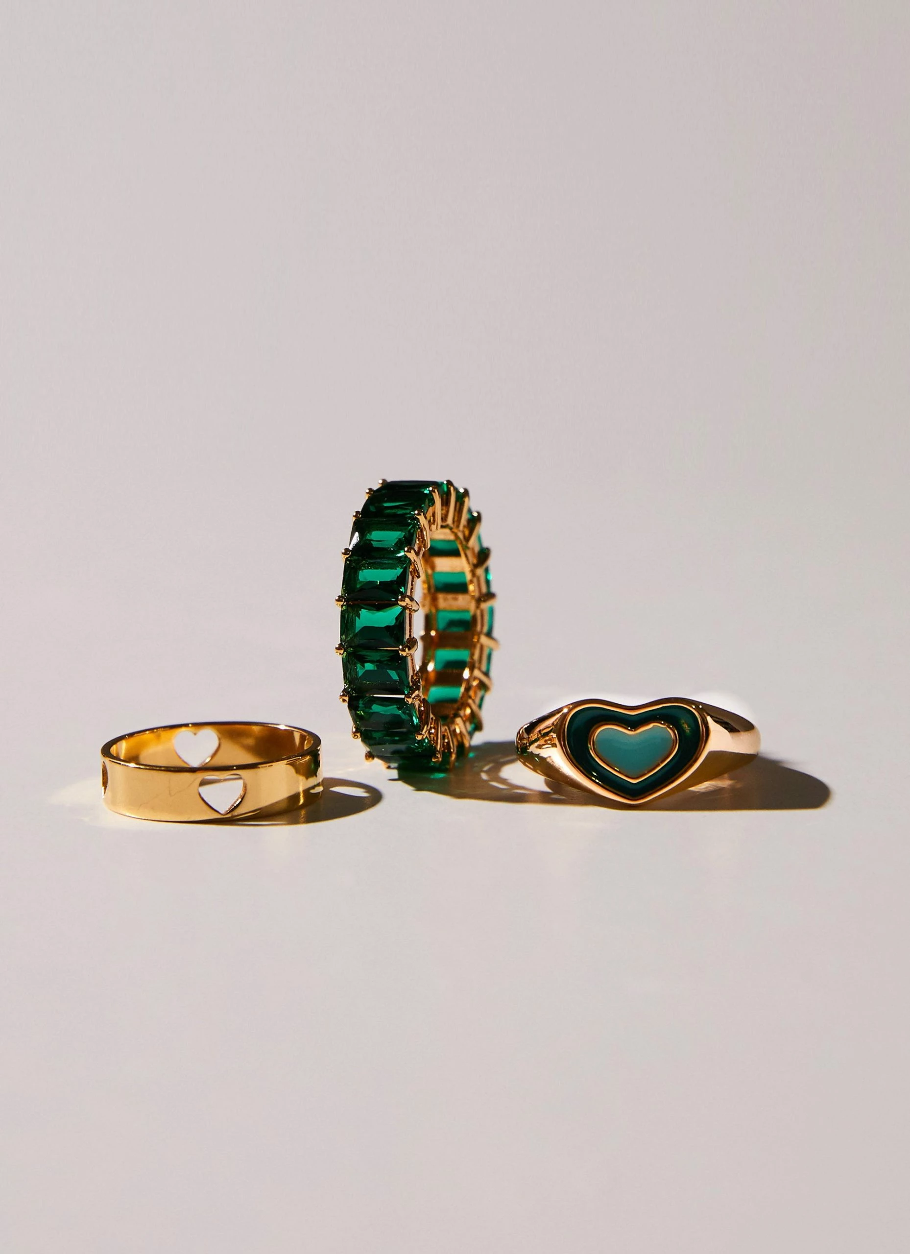 Riley Hubatka X Peppermayo A Fairytale Ring Set - Gold And Green 3 Riley Hubatka X Peppermayo A Fairytale Ring Set - Gold And Green