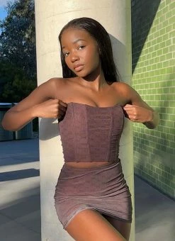 Peppermayo Exclusive Abbie Bustier - Chocolate Monogram