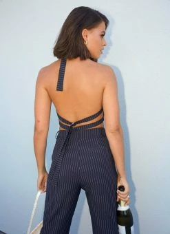 Peppermayo Exclusive Hollywood Boulevard Vest Crop - Pinstripe -Peppermayo Shop Midnight soiree ECOM CROPS 57
