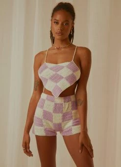Peppermayo Exclusive Cancun Crochet Halter Top - Lilac Check -Peppermayo Shop Peppermayo Jenaya 7.2.22 P1 17
