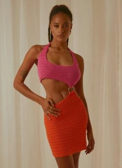 Peppermayo Exclusive Jet Set Crochet Mini Dress - Sunrise