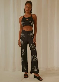 Peppermayo Floral Takeover Knit Pants - Black