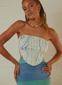 Peppermayo Peretti Crop Top - Blue Multi