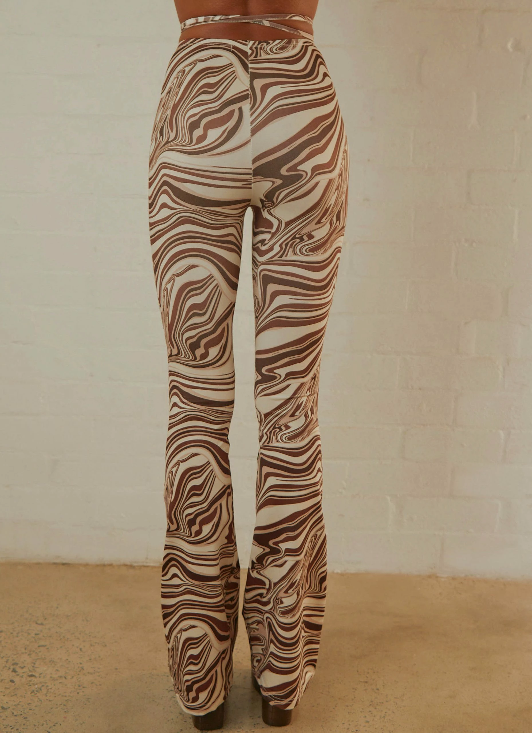 Peppermayo Elena Flare Pants - Brown Swirl Print 7 Peppermayo Elena Flare Pants - Brown Swirl Print - Image 5