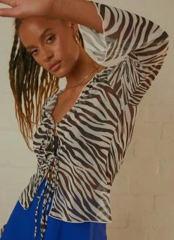 Peppermayo Exclusive Parisian Balcony Tie Top - Zebra