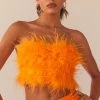 Peppermayo Exclusive The Night Is Ours Feather Crop Top - Tangerine -Peppermayo Shop Peppermayo Kiana 1.12.22 41