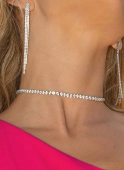 Peppermayo Head Over Heels Diamante Necklace - Silver