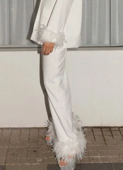 Peppermayo Exclusive Shake It Off Feather Pants - Snow -Peppermayo Shop Peppermayo NYE ShakeItOffFeatherPants 2