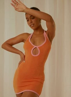 Peppermayo Exclusive Stardust Halter Mini Dress - Orange