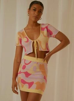 Peppermayo Exclusive On The Record Knit Tie Top - Psychedelic -Peppermayo Shop Peppermayp Wholesale MARCH 187