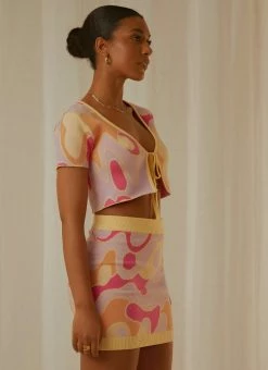 Peppermayo Exclusive On The Record Knit Tie Top - Psychedelic -Peppermayo Shop Peppermayp Wholesale MARCH 188