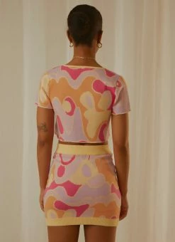 Peppermayo Exclusive On The Record Knit Tie Top - Psychedelic -Peppermayo Shop Peppermayp Wholesale MARCH 189