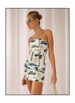 Peppermayo Exclusive Skyscrapers Linen Mini Dress - Paved Paradise