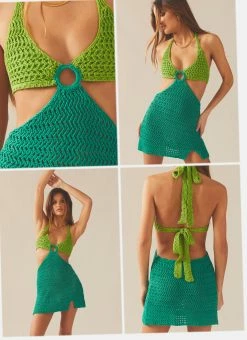 Peppermayo Exclusive Heaven Crochet Dress - Green Splice