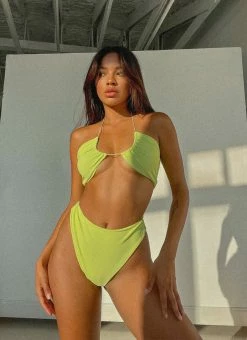 Vacancy Supply Sundance High Waisted Bottoms - Lime -Peppermayo Shop VAC SWIM HEATWAVE CROPS LIME 45