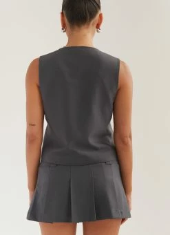 Silk X Peppermayo Cartwright Vest Top - Gunmetal Grey -Peppermayo Shop a073d7b4bb8c41e7af6a96283480e4e8