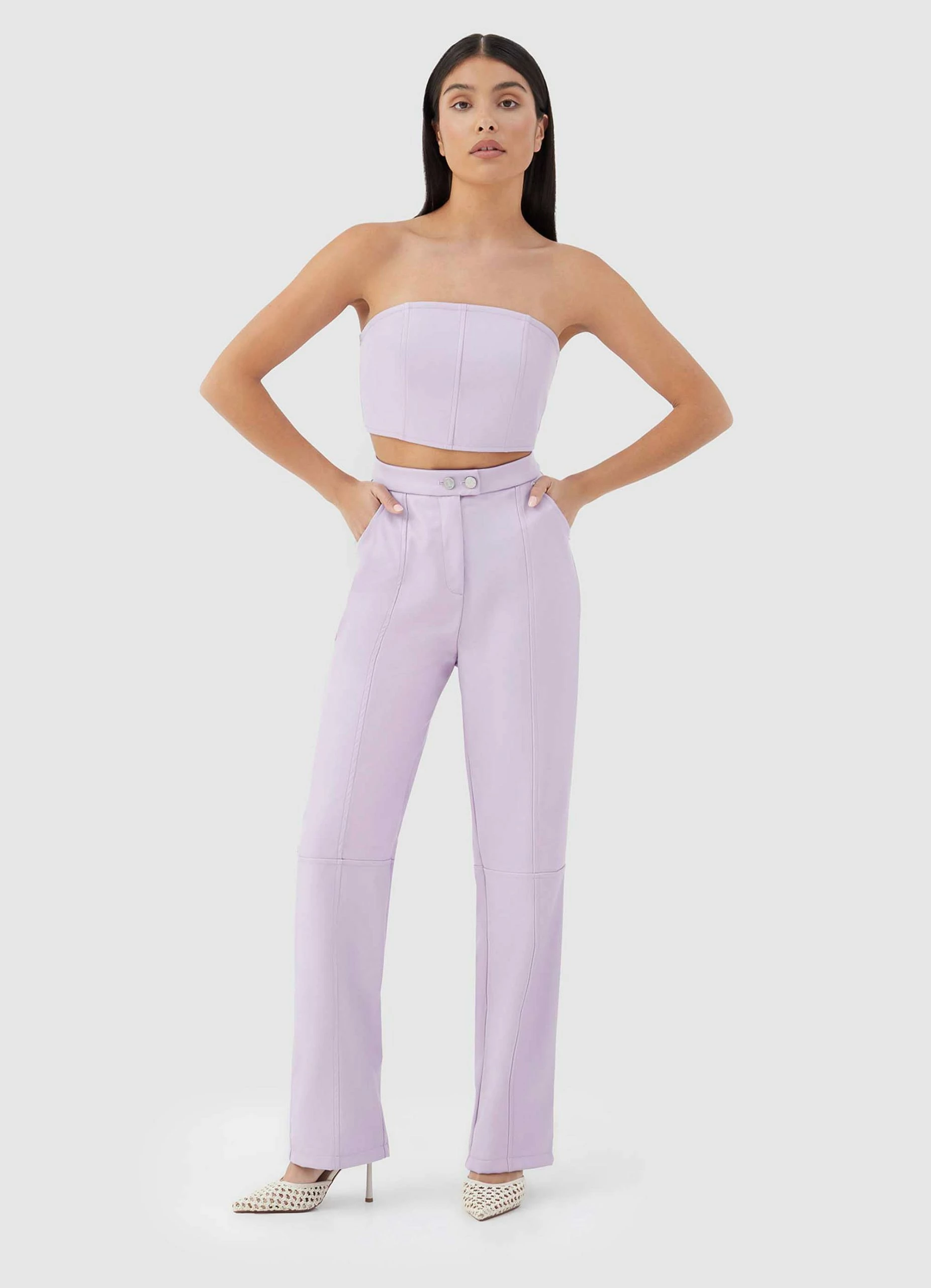 4TH & RECKLESS Tropez Leather Top - Lilac 7 4TH & RECKLESS Tropez Leather Top - Lilac - Image 5