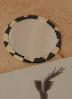 Peppermayo Irina Mini Hand Mirror - Black And White Check