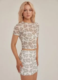 Riley Hubatka X Peppermayo Midnight Kisses Mesh Crop - Greyscale -Peppermayo Shop aa91931832824dcea49221c577f2c696