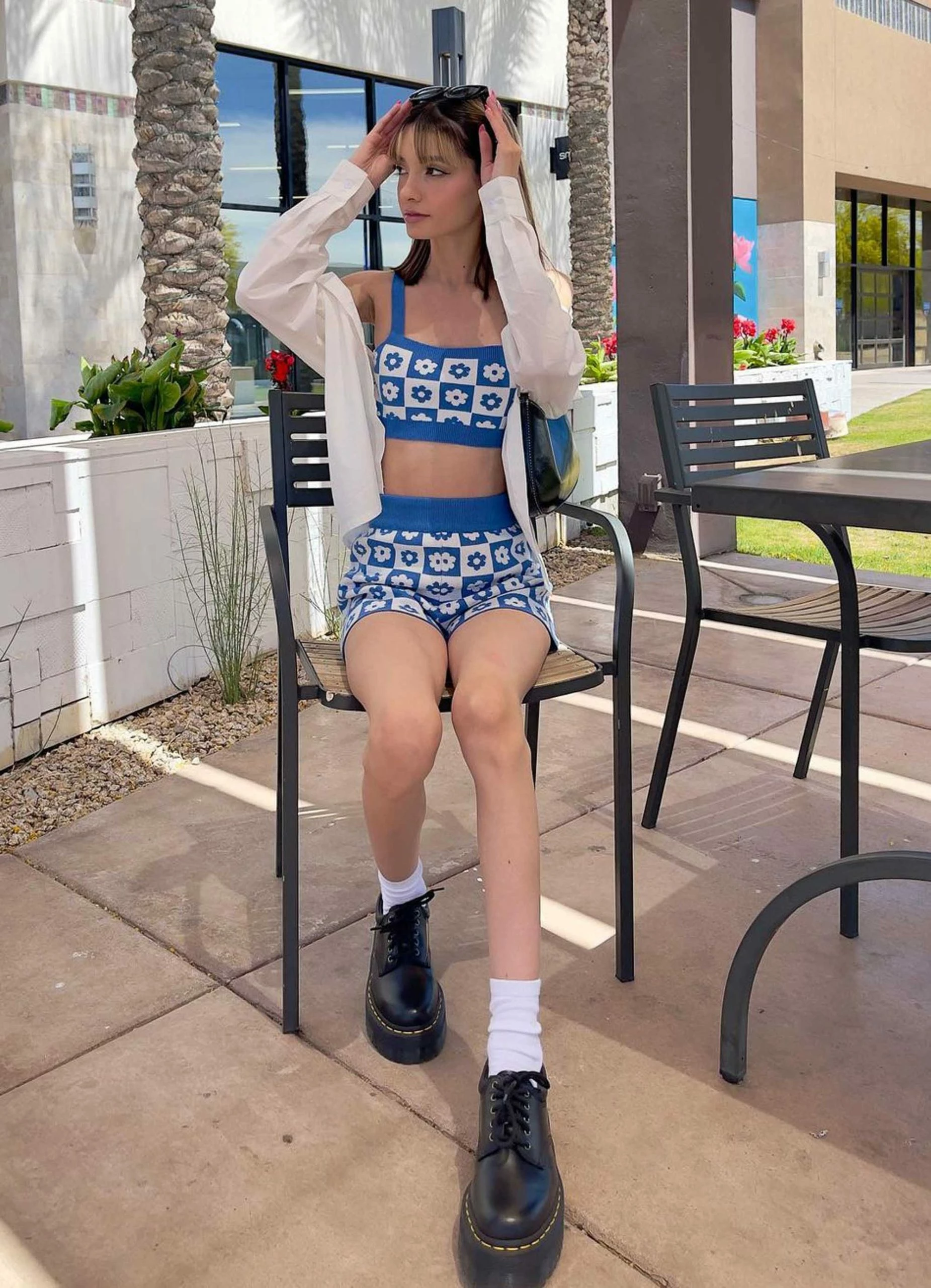 Peppermayo Exclusive Remix It Knit Crop - Mod Blue Floral 4 Peppermayo Exclusive Remix It Knit Crop - Mod Blue Floral - Image 2