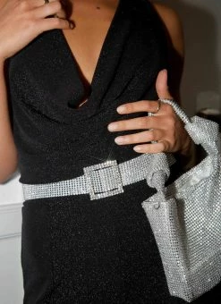 Peppermayo Heidi Diamante Belt - Silver