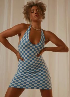 Peppermayo To The Limit Knit Halter Dress - Blue