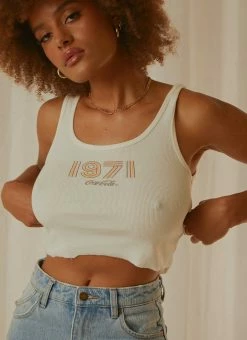 Rolla's Coke 1971 Unity Crop Tank - Vintage White