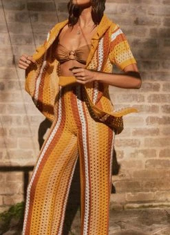 Peppermayo Exclusive Sunfields At Sunset Crochet Pants - Golden Hour Stripe -Peppermayo Shop bd0fb2ff3c214690bb6a2498229493f6