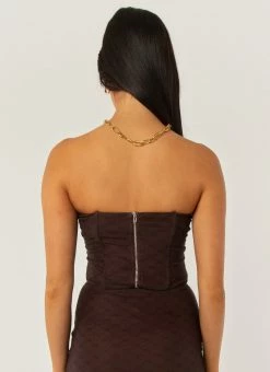 Peppermayo Exclusive Abbie Bustier - Chocolate Monogram -Peppermayo Shop bd9cd61382b24f7ab95119947b8a0e73