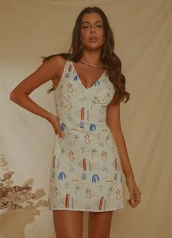 Peppermayo Exclusive Audrey Vintage Linen Slip Dress - Santorini